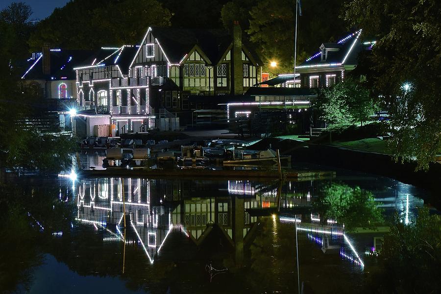 Night Reflection of Boathouse Row Photograph by Frozen in Time Fine Art Photography