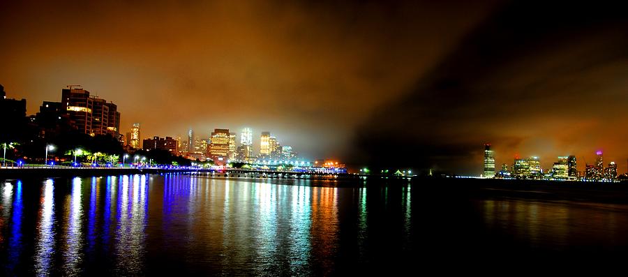 New York Photograph - Night Reflections Hudson river NY NJ by Ron Bartels New York Photograph - Night Reflections Hudson river NY NJ by Ron Bartels
