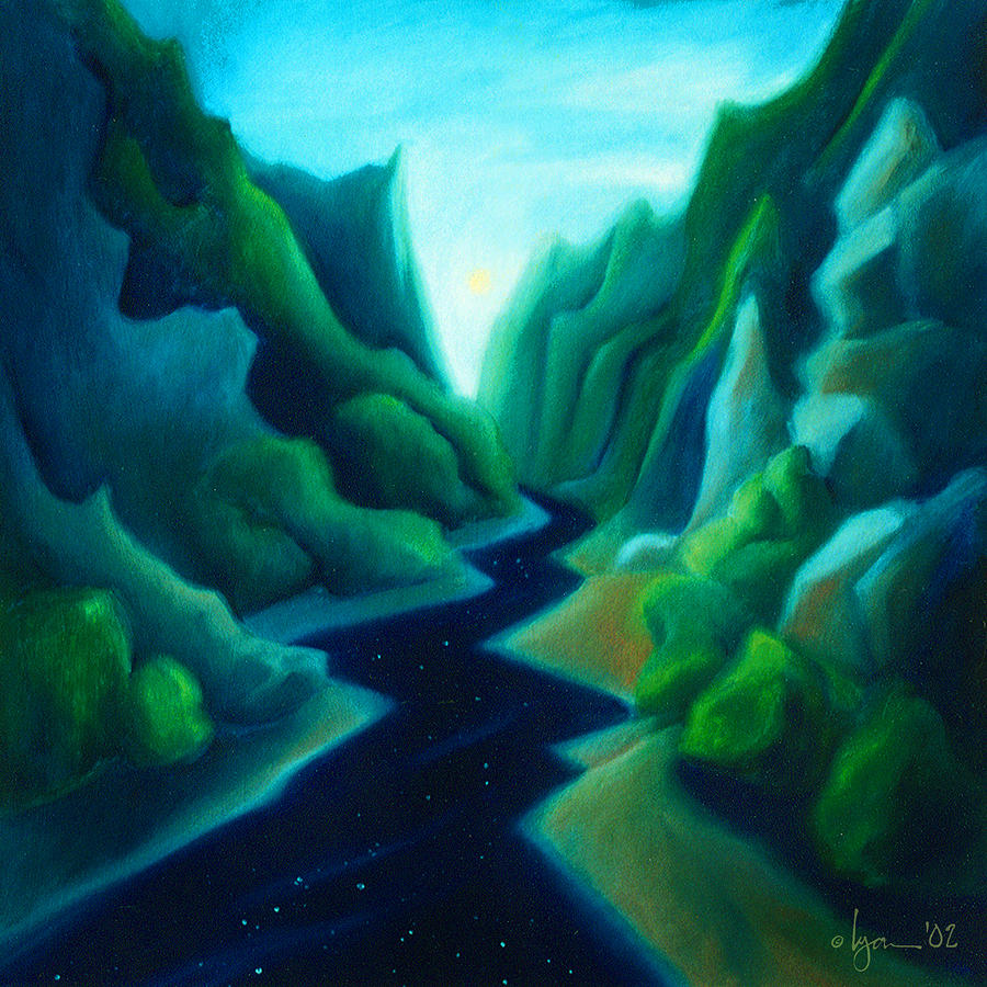 Night River Painting by Angela Treat Lyon
