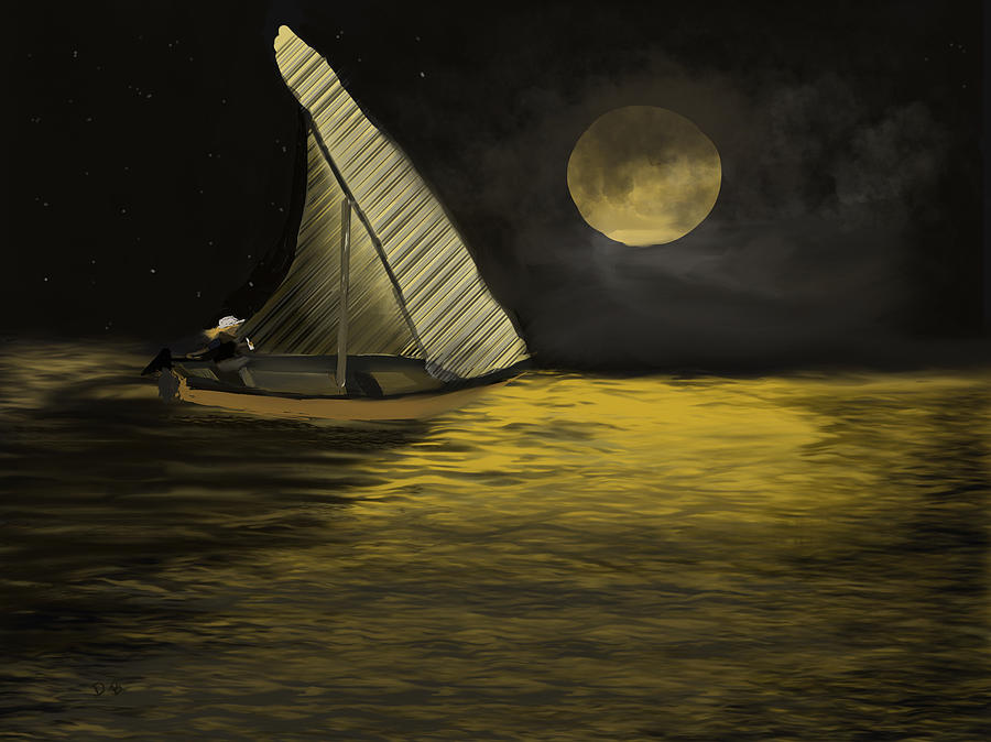 Night Sail Digital Art by Dick Bourgault
