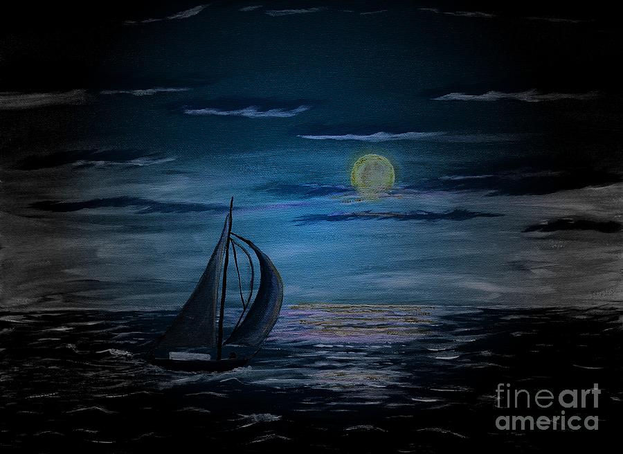 Night Sailing Painting by Barbara A Griffin