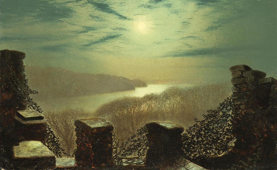 Night Scene in Roundhay Park Painting by John Atkinson Grimshaw