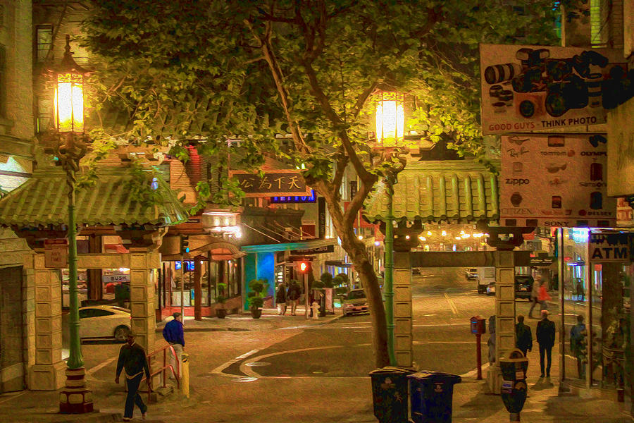 Night Scene Leaving Chinatown Photograph by Bonnie Follett