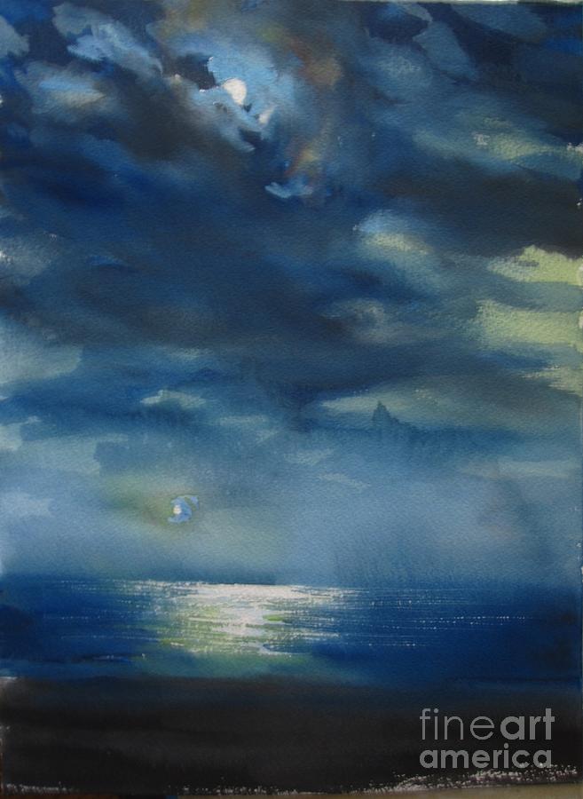 Night Sea Painting by Emily MaCoy