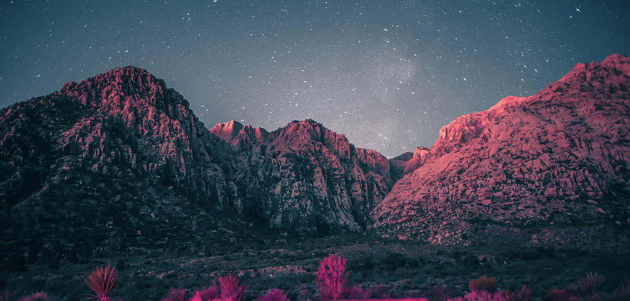 Night Sky And Milky Way With Stars Over Red Rock Canyon Neveda Photograph by Alex Grichenko