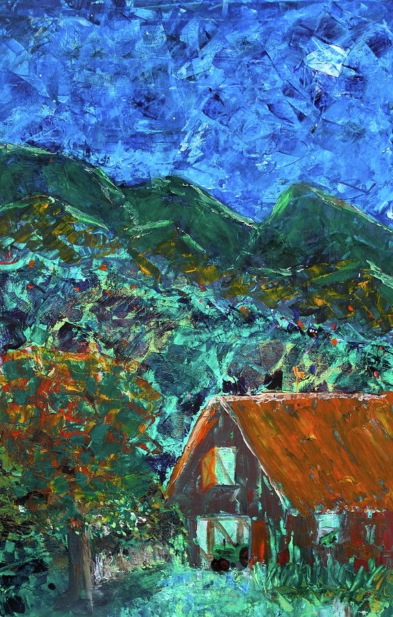 Mountain Painting - Night Sky at the Farm by Jan Dittmar