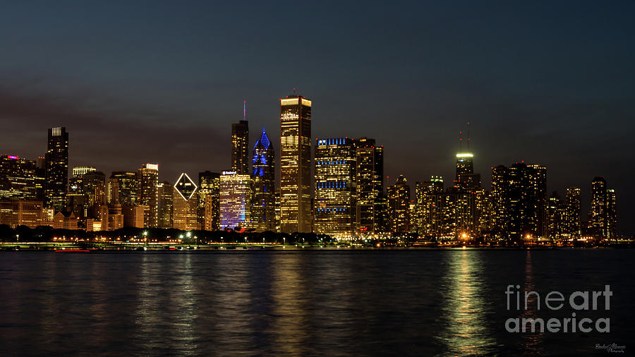 Night Skyline Chicago Pano Photograph by Jennifer White