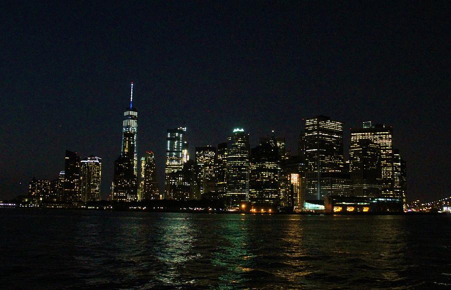 Night Skyline of Lower Manhattan Photograph by Karen Silvestri