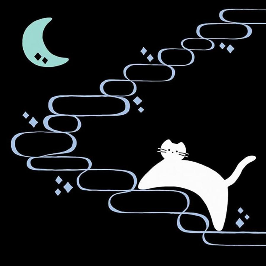 Cat Photograph - Night Stairs
#illustration #design by Mariko Yamada