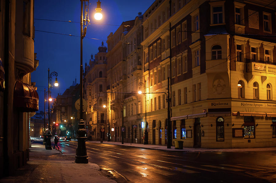 Night Streets of Prague Photograph by Jenny Rainbow