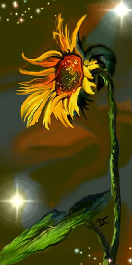 Night Sunflower Digital Art by Darren Cannell