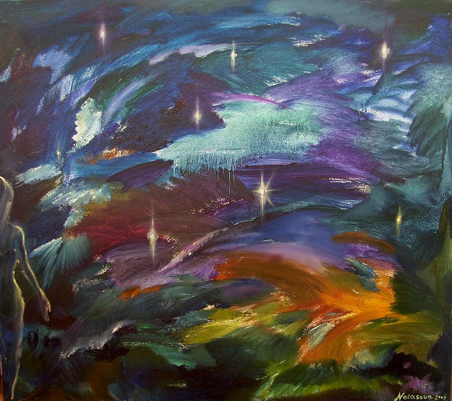 Night Painting - Night Swimming by Kseniya Nelasova