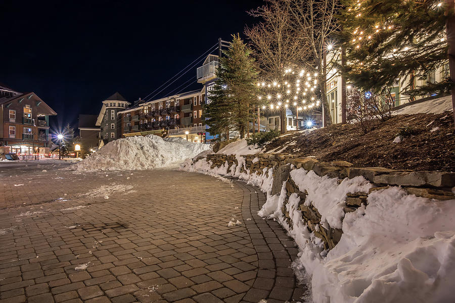 Night Time In Mountain Village During Winter Photograph by Alex Grichenko
