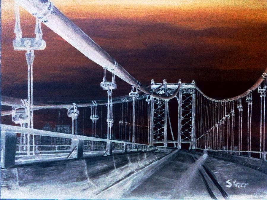 Night Time On A Bridge Painting by Irving Starr