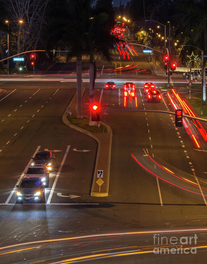 Night Traffic Photograph by Cheryl Del Toro