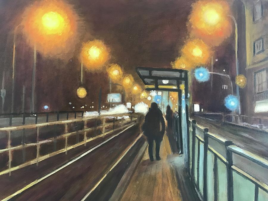 Night Train  Painting by Gloria Smith