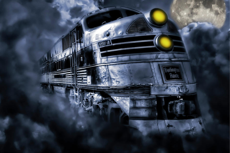 Train Photograph - Night Train With Moon by Robert Storost