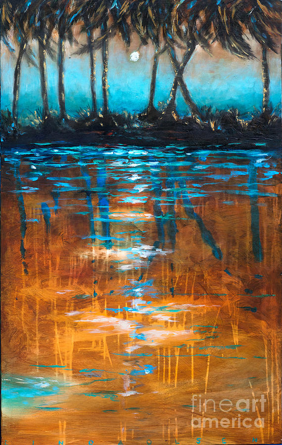 Night View From Kayak Painting by Linda Olsen
