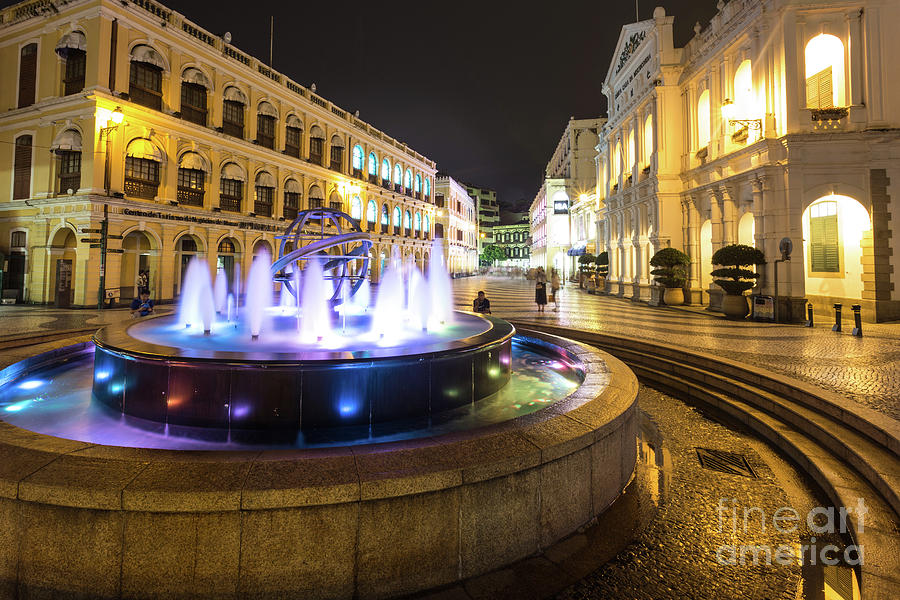 Night view of the Senado square in Macau  Photograph by Didier Marti