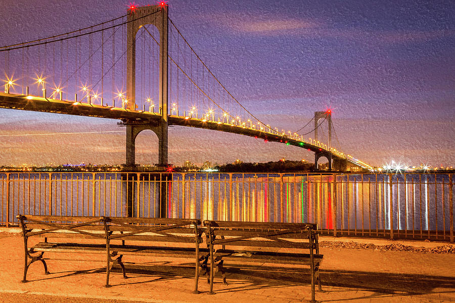 New York City Photograph - Night view Whitestone bridge by Tat Fung