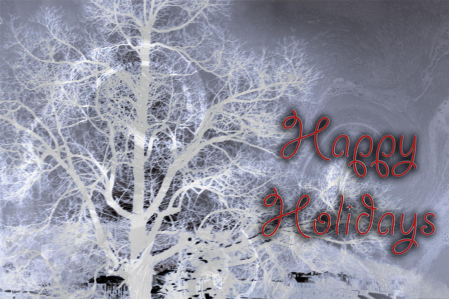Night Vision I Happy Holidays Card 3 Mixed Media by Lesa Fine