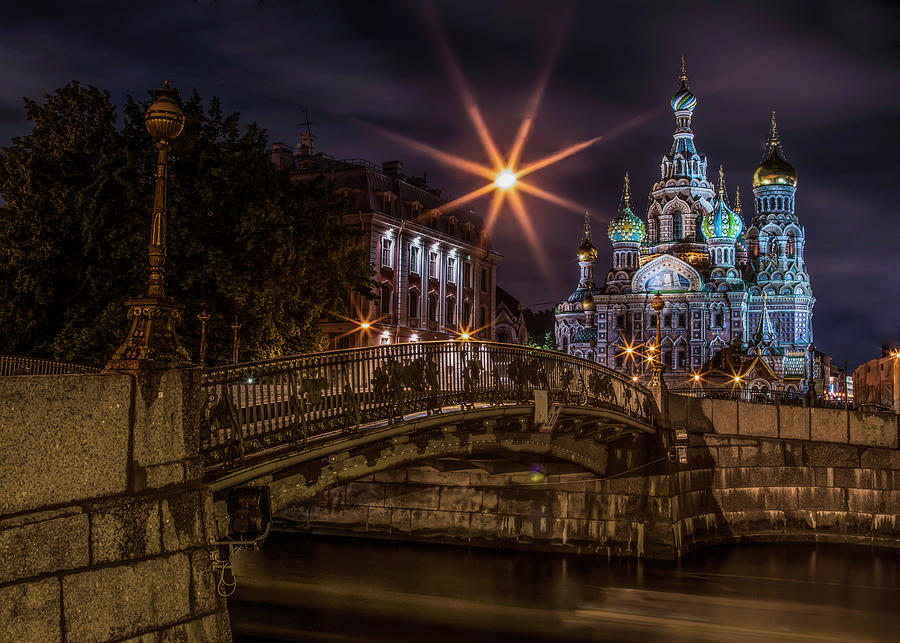 Night walk at Sankt Petersburg Photograph by Jaroslaw Blaminsky