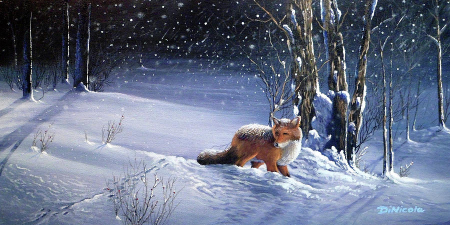 Night Watch - Red Fox Painting by Anthony DiNicola