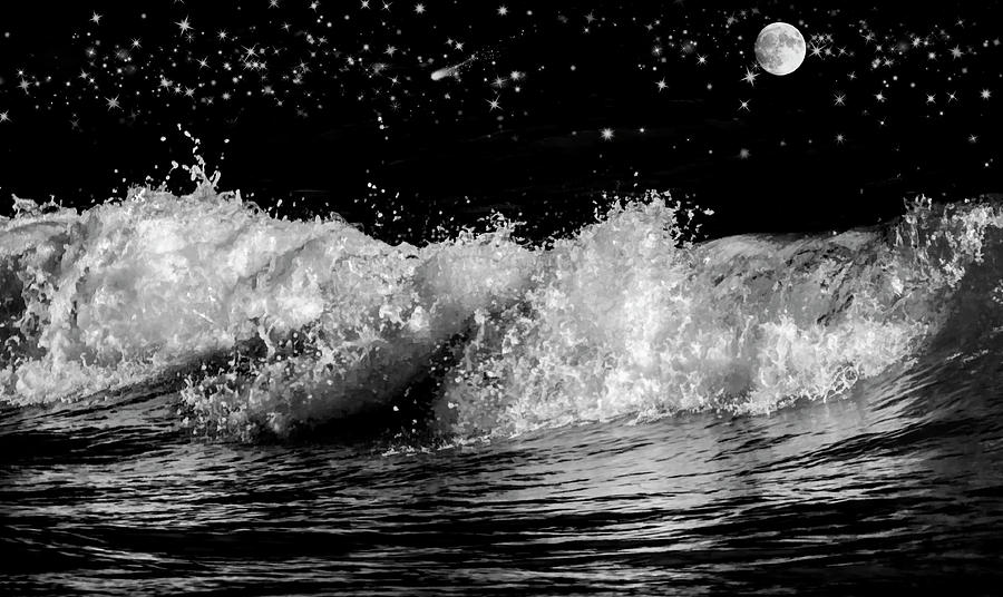 Night Waves Photograph by Cathy Kovarik