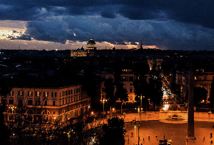 Nightfall on the Eternal City Painting by AM FineArtPrints