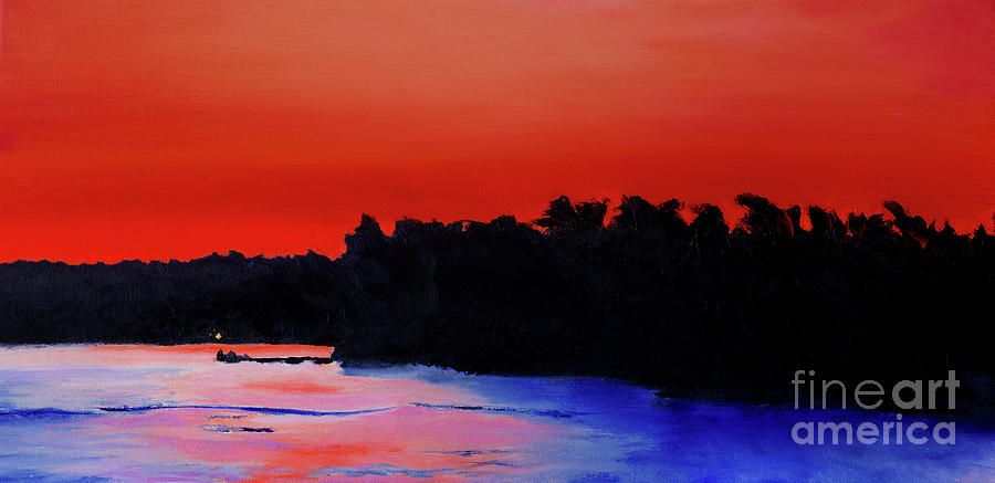 Nightfall on Winnipesaukee Painting by Sandra Silva