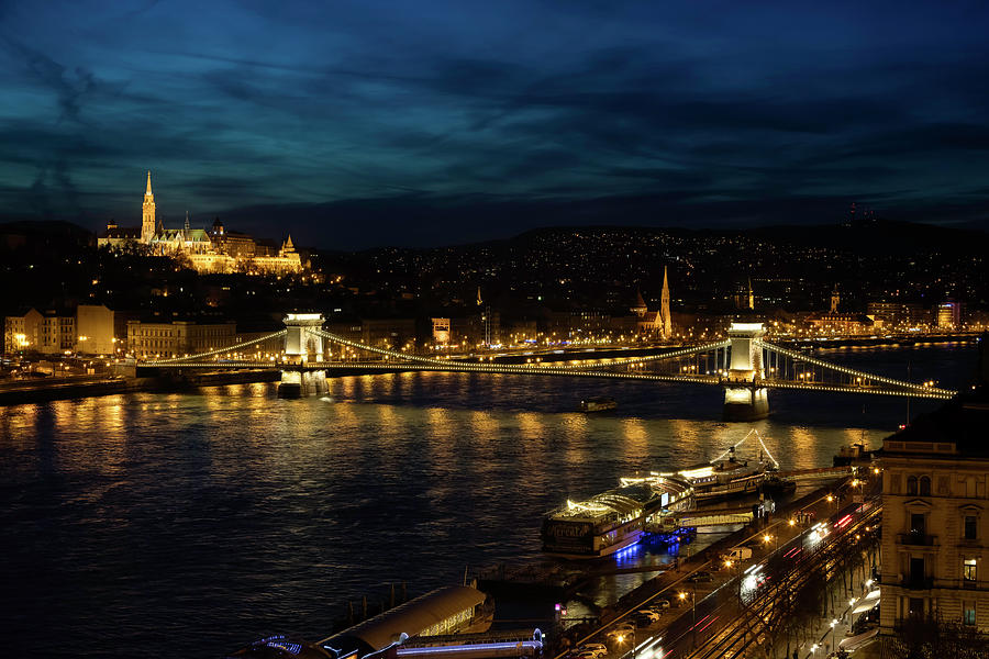 Nightfall over Budapest Photograph by John Hoey