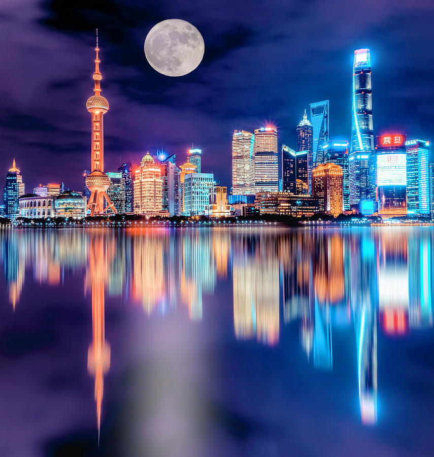 Nightime in Pudong Photograph by Don Hoekwater Photography