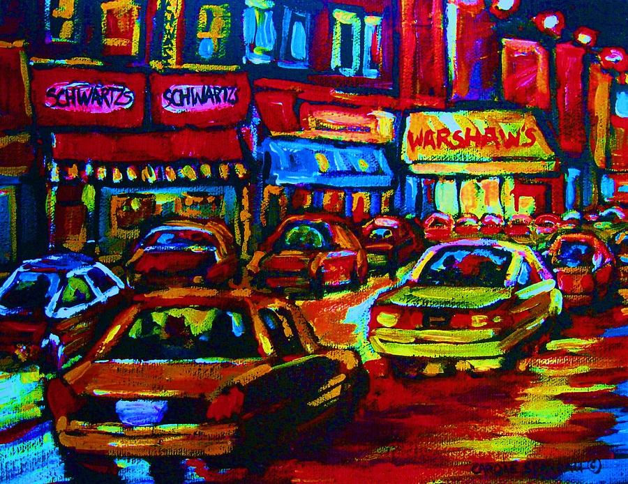 Nightlights On Main Street Painting by Carole Spandau