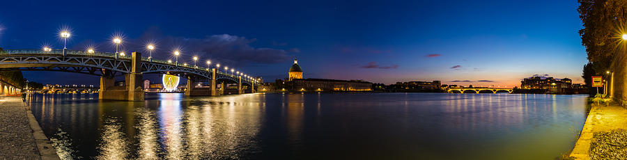 Nightly panorama of the Pont Saint-Pierre Photograph by Semmick Photo