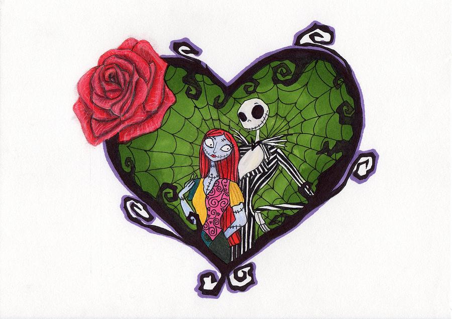 Jack Skellington And Sally On The Hill Drawing