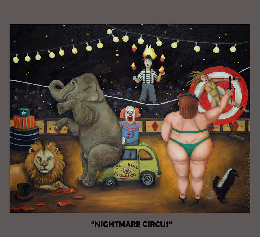 Nightmare Circus with Lettering Painting by Leah Saulnier The Painting Maniac