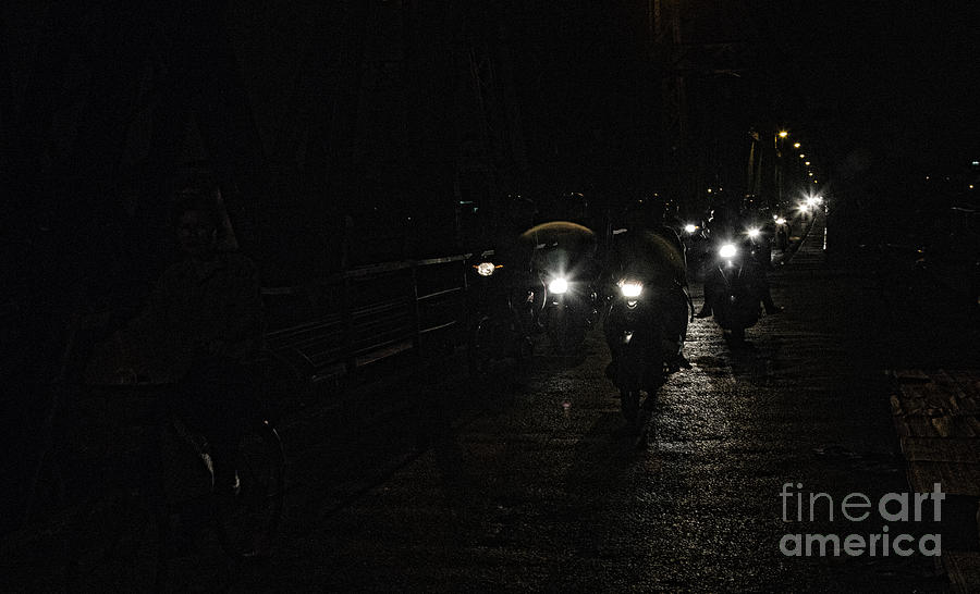 Nights Long Bien Bridge Motorcycles  Photograph by Chuck Kuhn