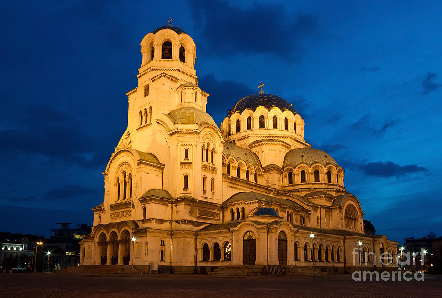 Architecture Photograph - Nightshot of Cathedral Alexandar Nevsky in Sofia  by Kiril Stanchev