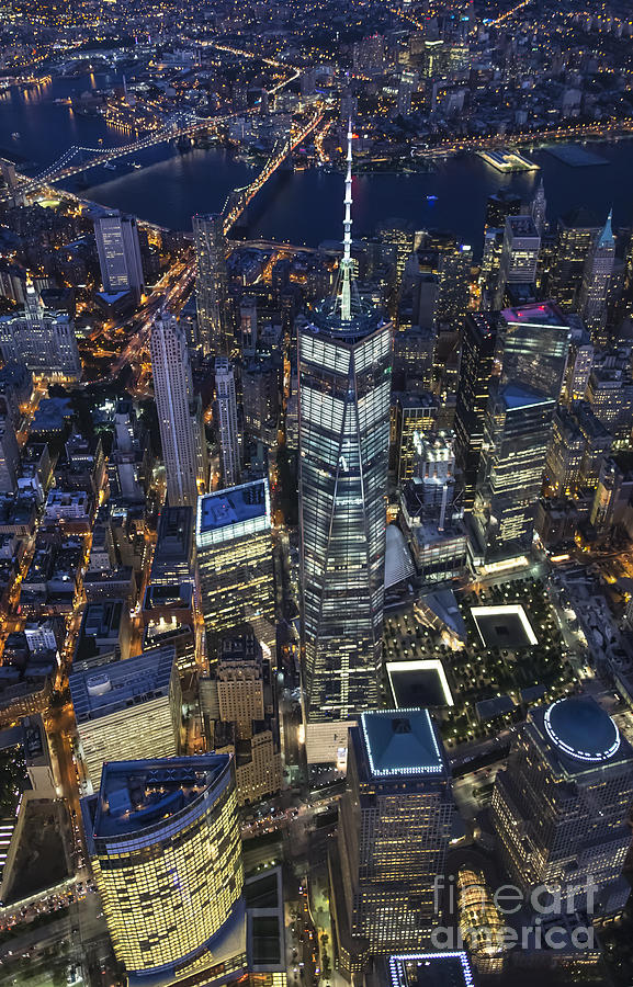 Nighttime Aerial View of 1 WTC Photograph by Roman Kurywczak