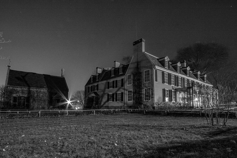 Nighttime at the Adams House in Black and White Photograph by Brian MacLean