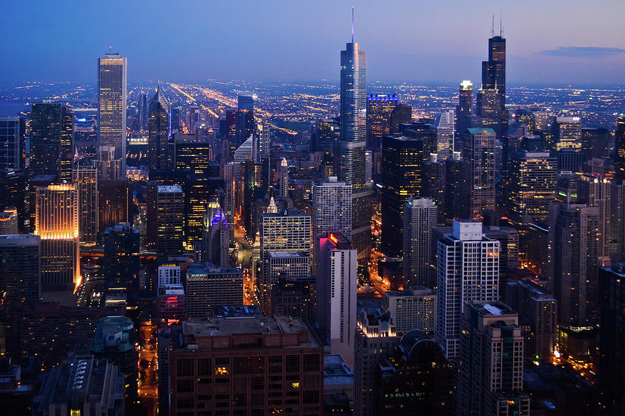 Nighttime Chicago Skyline Photograph by Kyle Hanson