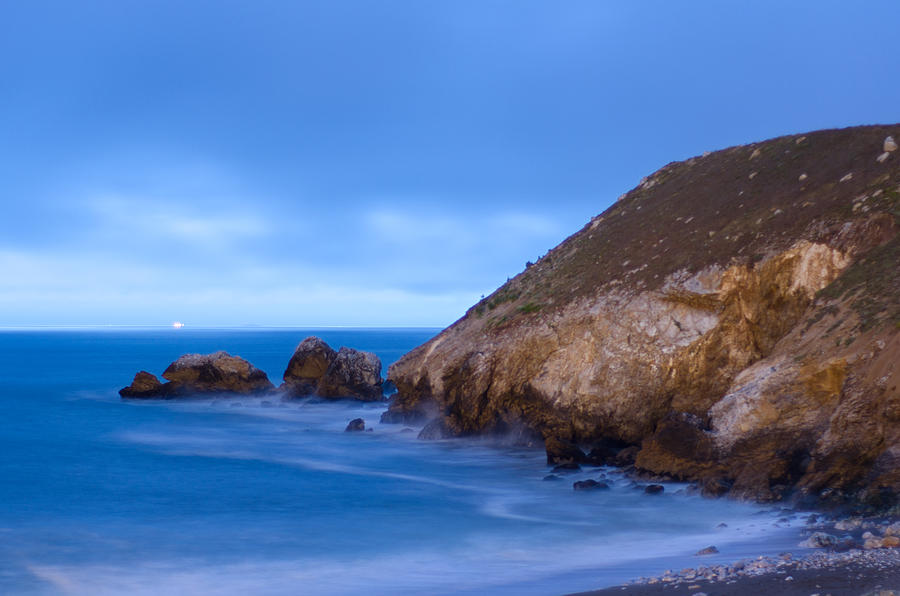 Nighttime Long Exposure at Rockaway Beach in Pacifica, CA Photograph by Brian Ball