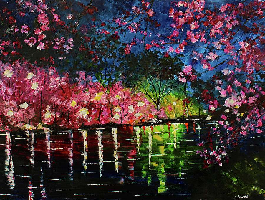 Nighttime Pink Painting by Kevin Brown