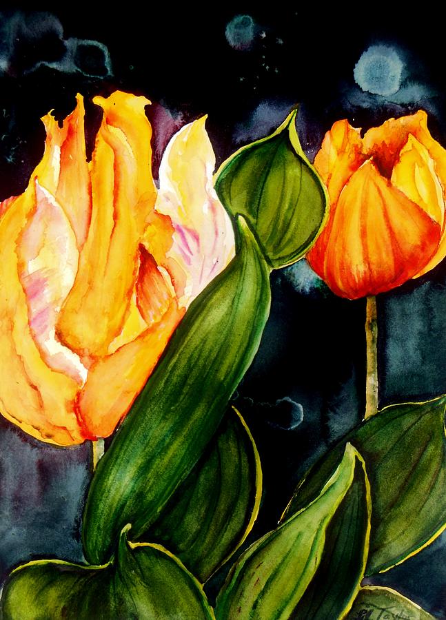 Nighttime Tulips Painting by Lil Taylor