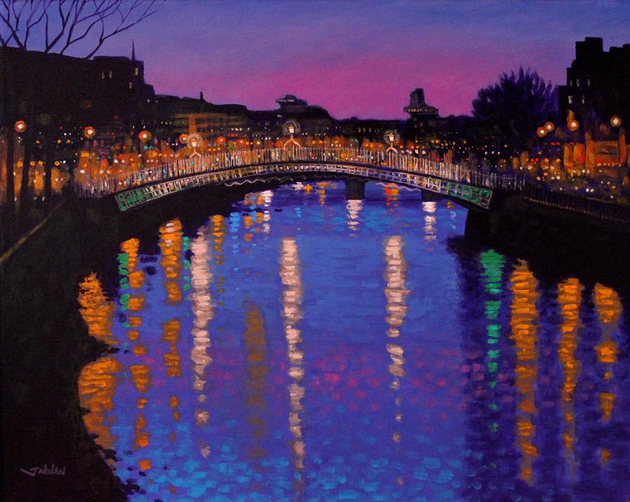 Dublin Painting - Nighttown Ha Penny Bridge Dublin by John  Nolan