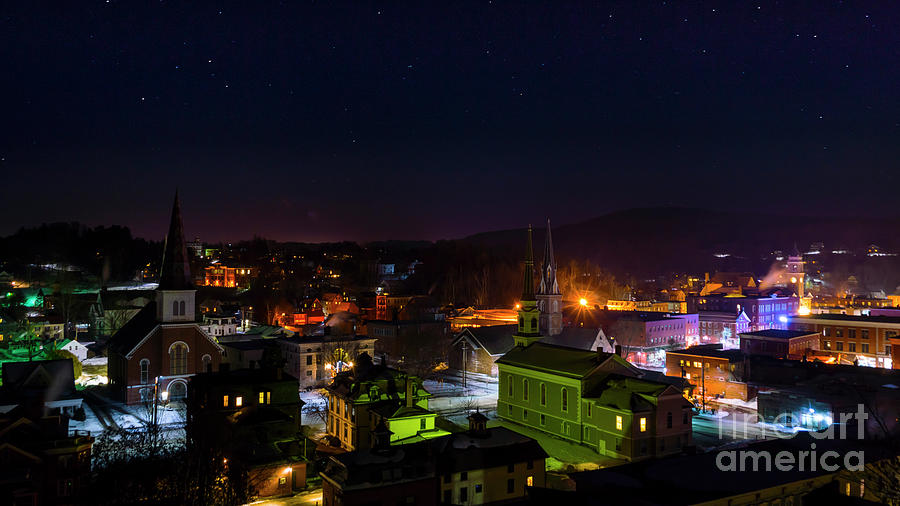 Nigtht time in Montpelier Vermont Photograph by Scenic Vermont Photography