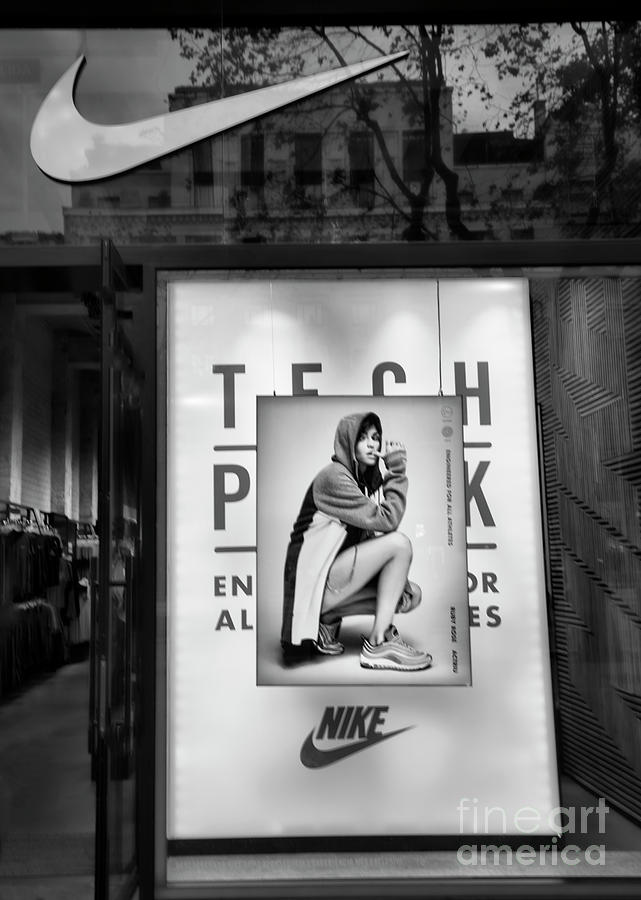 Nike Display Street Photo Black Retail Store Barcelona  Photograph by Chuck Kuhn