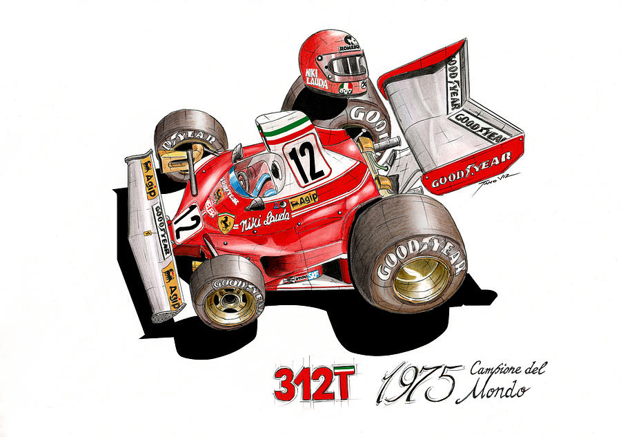 Niki Lauda 1975WC Painting by Tano V-Dodici ArtAutomobile