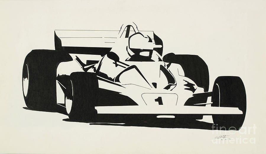 Niki Lauda Ferrari 312 T2 Drawing by Lorenzo Benetton