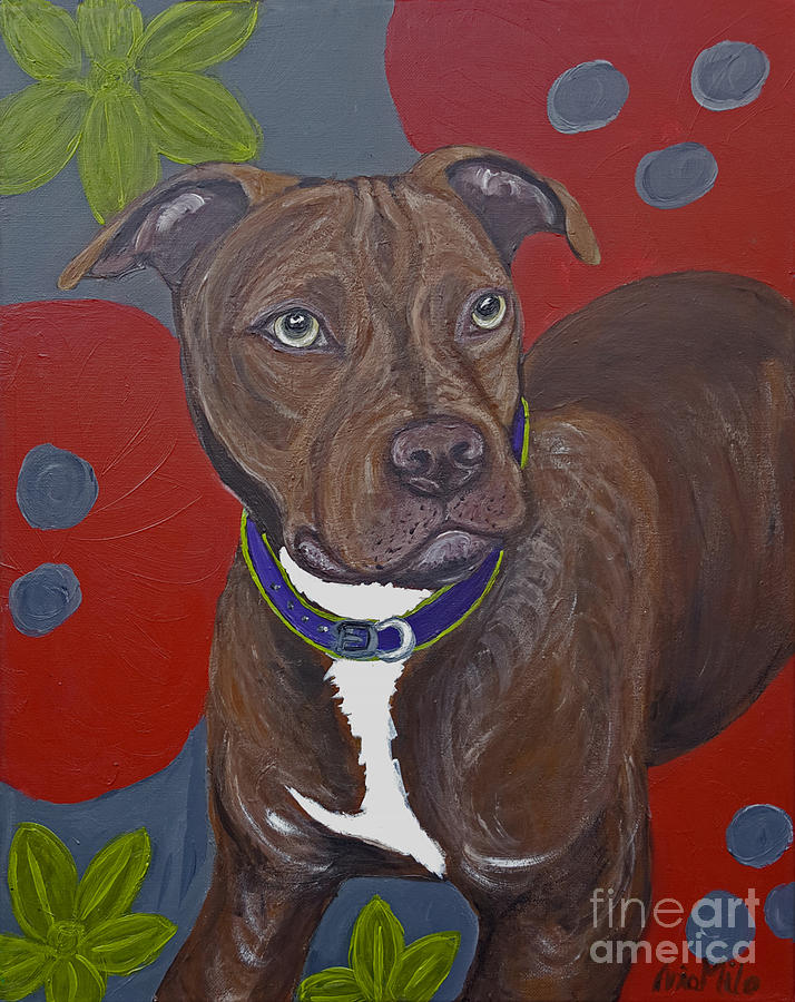 Niko the Pit Bull Painting by Ania M Milo